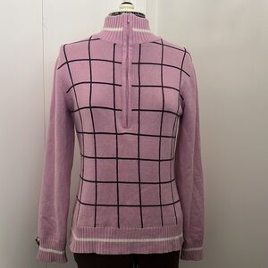 Lija purple checkered zip up preppy 1/4 zip sweater